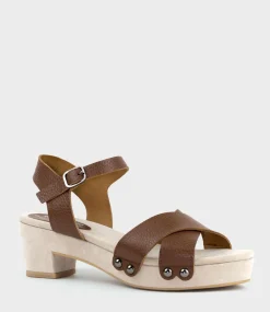 Samsa65 Studded Sandal On Unit In Tan