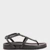 Saria Embroidered Sandal On Footbed In Black