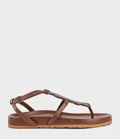 Saria Embroidered Sandal On Footbed In Brown
