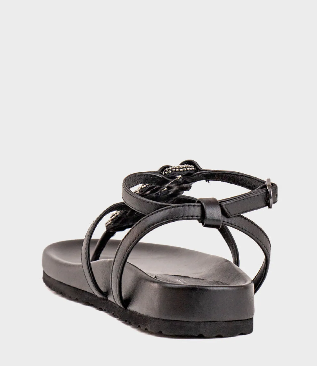 Saria Embroidered Sandal On Footbed In Black