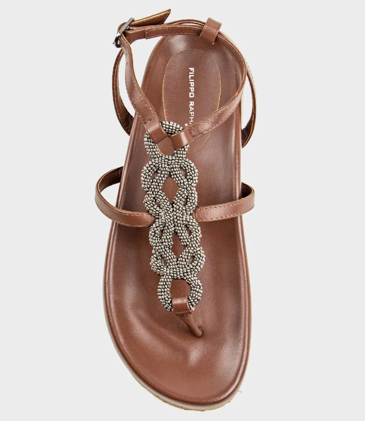 Saria Embroidered Sandal On Footbed In Brown