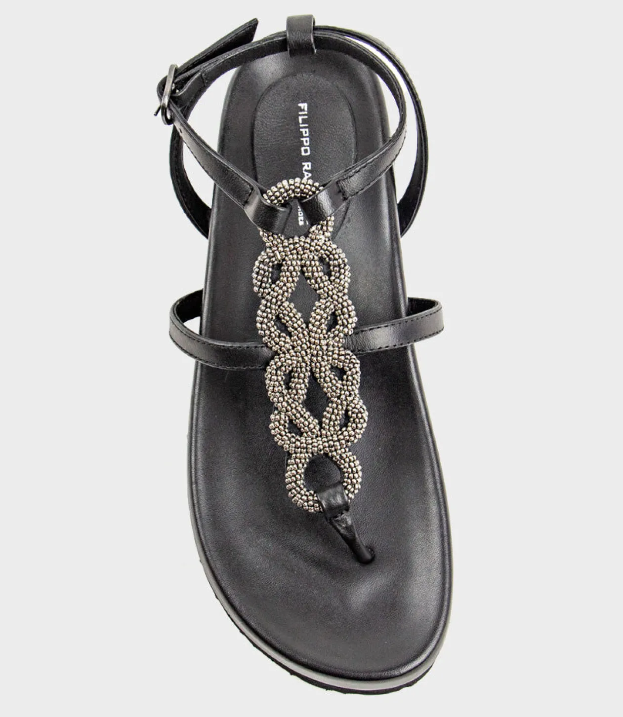 Saria Embroidered Sandal On Footbed In Black