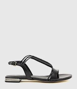 Sariel Wave Flat Sandal In Black