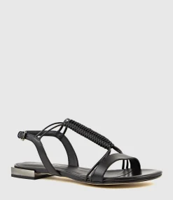 Sariel Wave Flat Sandal In Black