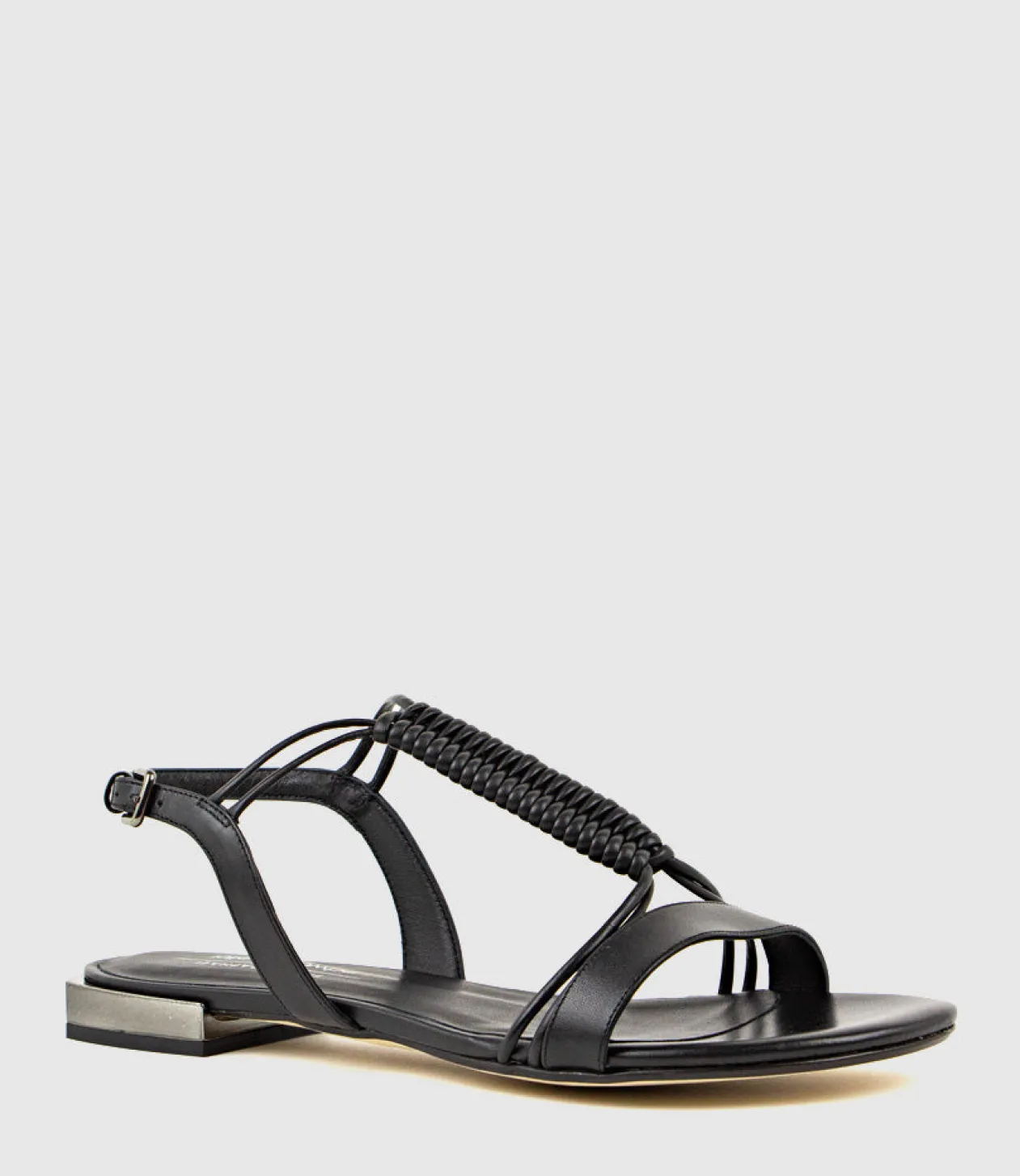 Sariel Wave Flat Sandal In Black
