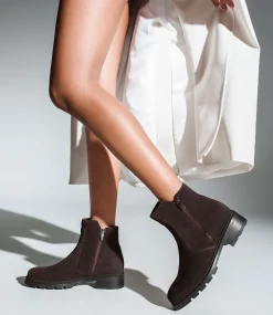 Sassy Double Zip Ankle Boot In Espresso Suede