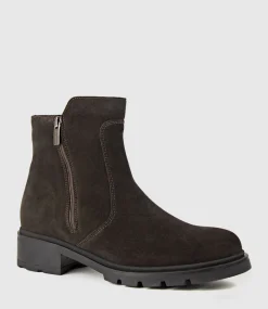 Sassy Double Zip Ankle Boot In Espresso Suede