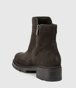 Sassy Double Zip Ankle Boot In Espresso Suede