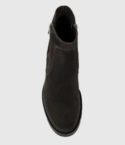 Sassy Double Zip Ankle Boot In Espresso Suede