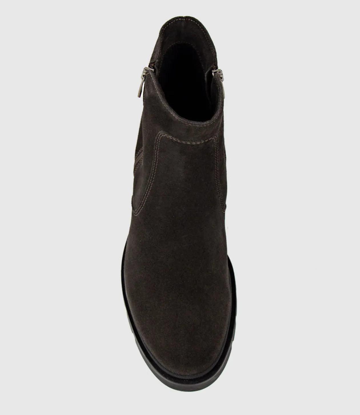 Sassy Double Zip Ankle Boot In Espresso Suede