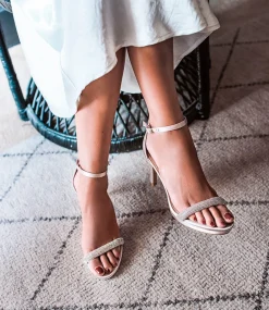 Satina90 Diamond Band Sandal Platform Sandal In Champagne Satin