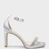 Satina90 Diamond Band Sandal Platform Sandal In Silver Satin