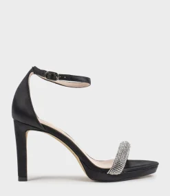 Satina90 Diamond Band Sandal Platform Sandal In Black Satin