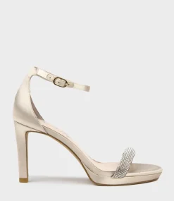 Satina90 Diamond Band Sandal Platform Sandal In Champagne Satin