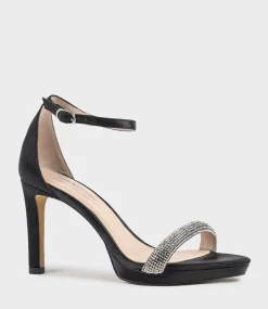 Satina90 Diamond Band Sandal Platform Sandal In Black Satin