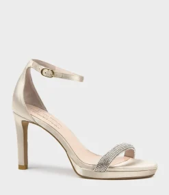 Satina90 Diamond Band Sandal Platform Sandal In Champagne Satin