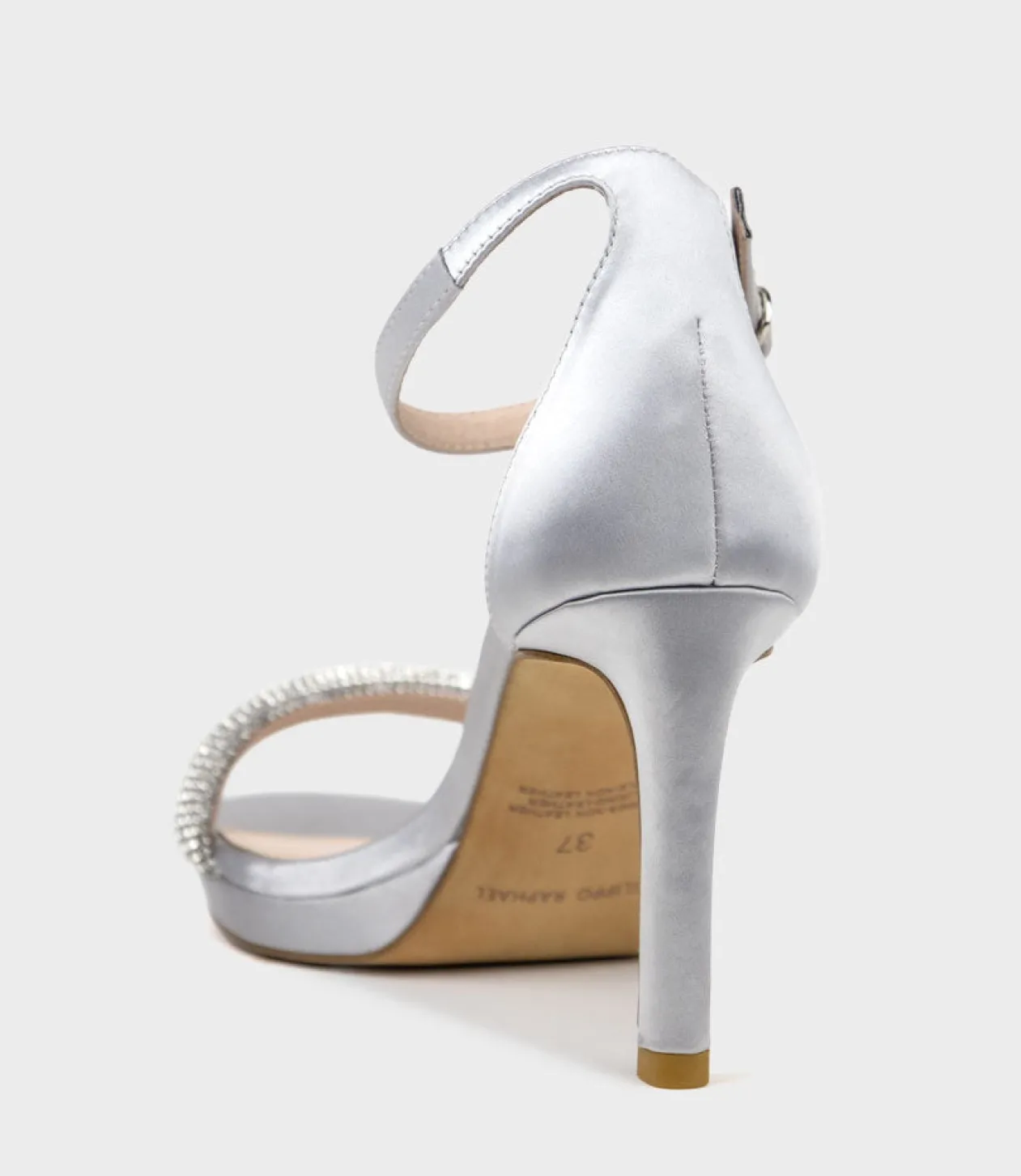 Satina90 Diamond Band Sandal Platform Sandal In Silver Satin