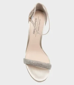 Satina90 Diamond Band Sandal Platform Sandal In Champagne Satin