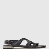 Satine Woven Sandal With Metal Heel In Black