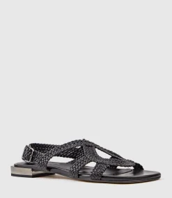 Satine Woven Sandal With Metal Heel In Black