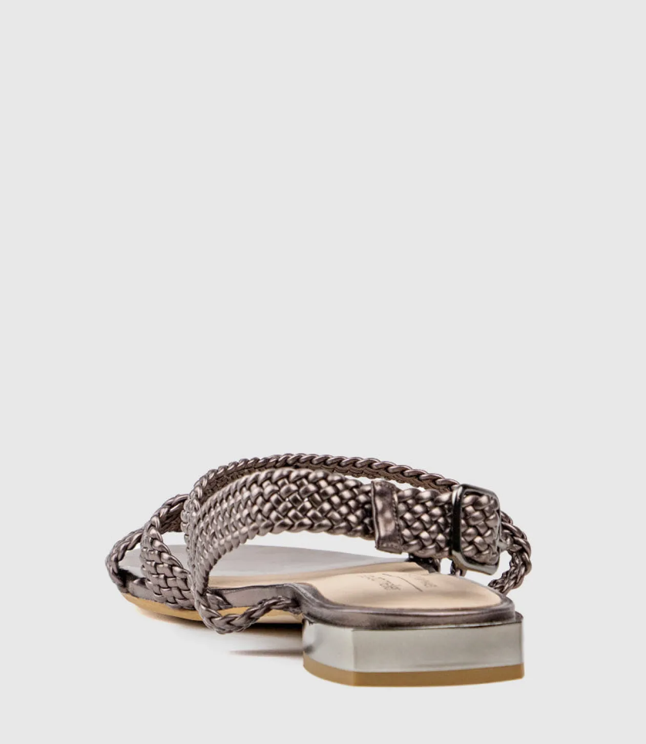 Satine Woven Sandal With Metal Heel In Metallic