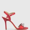 Serene100 Sandal With Crystal Bow In Red Satin