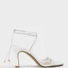 Sidney80 Square Toe Ankle Tie Sandal In White