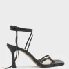 Sidney80 Square Toe Ankle Tie Sandal In Black