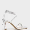 Sidney80 Square Toe Ankle Tie Sandal In Silver