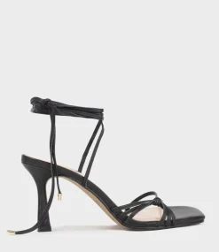 Sidney80 Square Toe Ankle Tie Sandal In Black