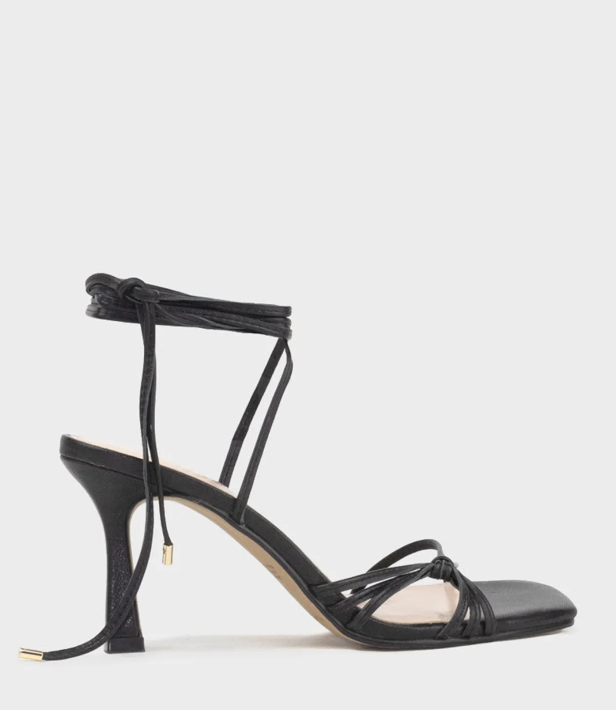 Sidney80 Square Toe Ankle Tie Sandal In Black