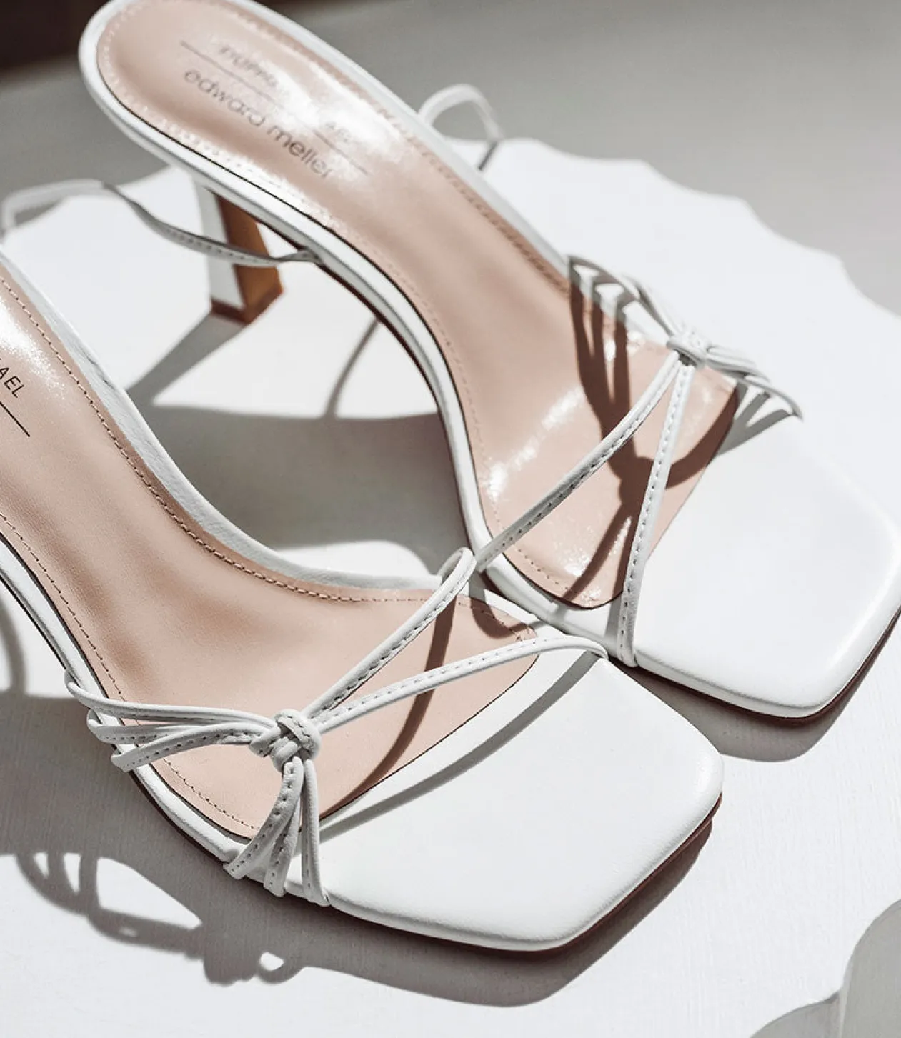 Sidney80 Square Toe Ankle Tie Sandal In White