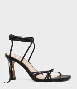 Sidney80 Square Toe Ankle Tie Sandal In Black