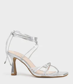 Sidney80 Square Toe Ankle Tie Sandal In Silver