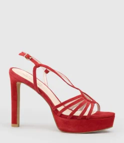 Sienna110 Strappy Platform Sandal In Red Suede
