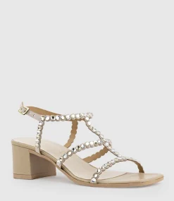Simcha50 T Bar Crystal Sandal In Offwhite