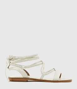 Sion Sandal With Woven Ankle Tie In White