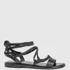 Sion Sandal With Woven Ankle Tie In Black