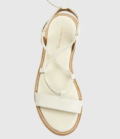 Sion Sandal With Woven Ankle Tie In White