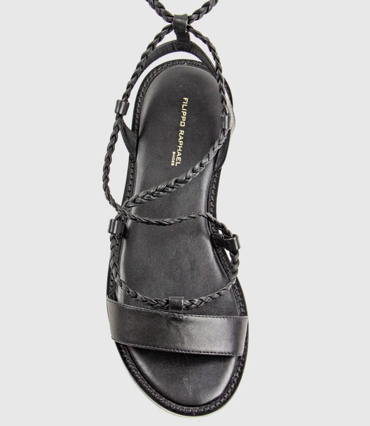 Sion Sandal With Woven Ankle Tie In Black