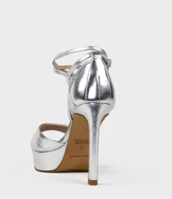 Sirio110 Ankle Wrap Platform Sandal In Silver