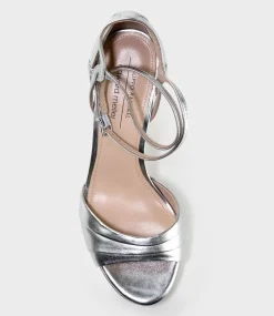 Sirio110 Ankle Wrap Platform Sandal In Silver
