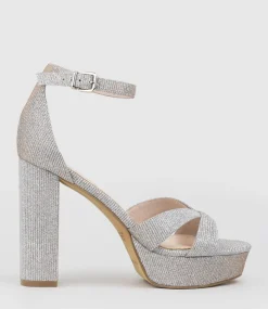 Sloane110 Platform Sandal In Silver Ritz