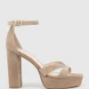 Sloane110 Platform Sandal In Nude Suede