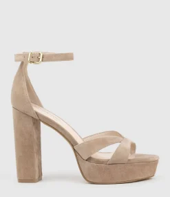 Sloane110 Platform Sandal In Nude Suede