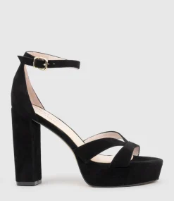 Sloane110 Platform Sandal In Black Suede