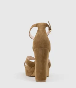 Sloane110 Platform Sandal In Tawny Suede
