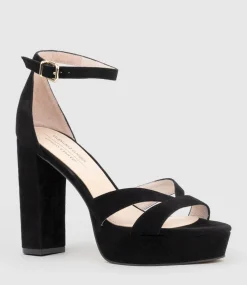 Sloane110 Platform Sandal In Black Suede