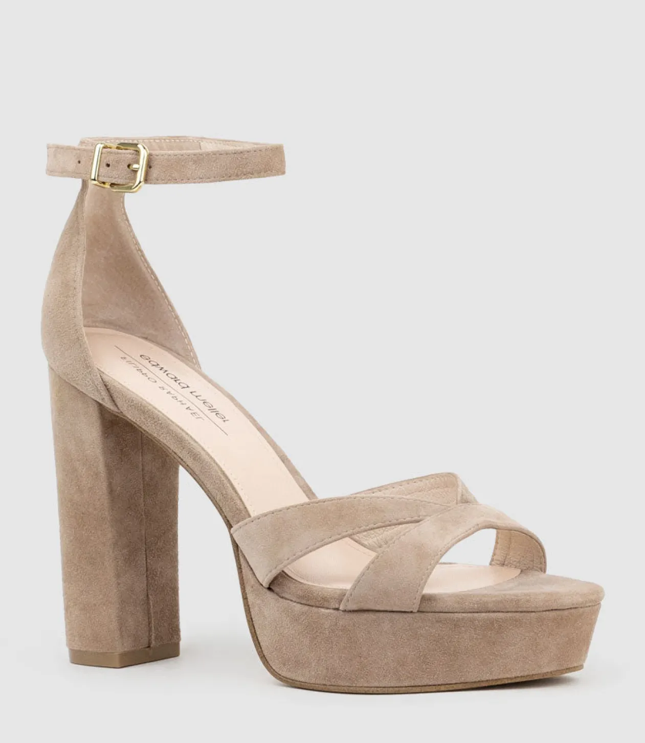 Sloane110 Platform Sandal In Nude Suede