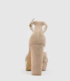 Sloane110 Platform Sandal In Nude Suede